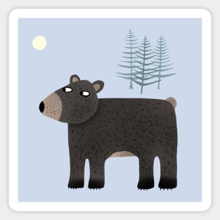 The Bear, the Trees and the Moon Sticker